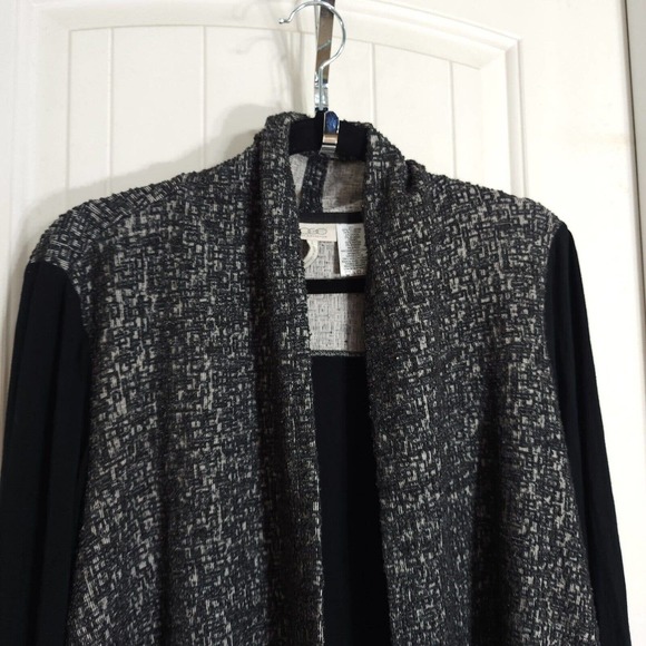 Logo Lori Goldstein Womens Cardigan Gray Knit Long Sleeve Open Front Sweater L - Picture 3 of 9